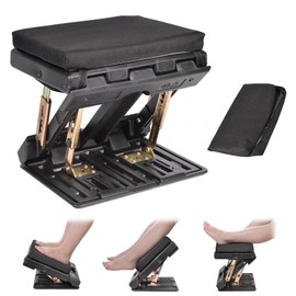 Scalebeard Foot Rest for Under Desk at Work 4-Level Height Adjustable,Ergonomic Footrest with Replaceable and Washable Cover for Office, Gaming,Computer,Soft & Removable Pad Foot Stool(Black Color)