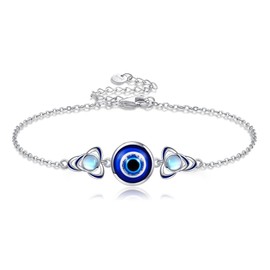 HUKKUN Evil Eye Bracelet Sterling Silver Celtic Bracelet Evil Eye Jewellery Gifts for Women Girls