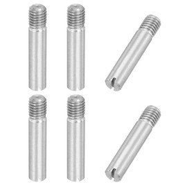 PATIKIL M8 x 40mm Slotted Cylindrical Pin, 6 Pcs 304 Stainless Steel Dowel External Thread Slotted Pin Screw for Home Furniture Cabinet Improvement, Silver Tone