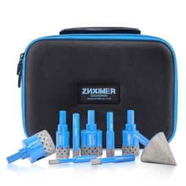 Diamond Tile Hole Saw Kit - ZNXIMER Porcelain Tile Drill Bits Set for Ceramic, Granite, Marble and More Drilling - 9pcs Diamond Core Drill Bits Set(6/8/10/12/20/25/32/35MM/2)