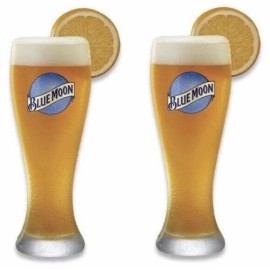 Blue Moon 16 oz Pilsner Beer Glass - Set of Two (2) Glasses - New & Free Ship