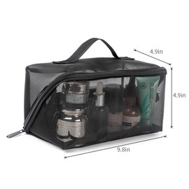 CoderLad - Bolsa de cosméticos portátil para organizar cosméticos y artículos pequeños para baño de negocios, viajes, unisex (negro 3/4 piezas), Negro -, Bolsa de cosméticos con cierre de colores