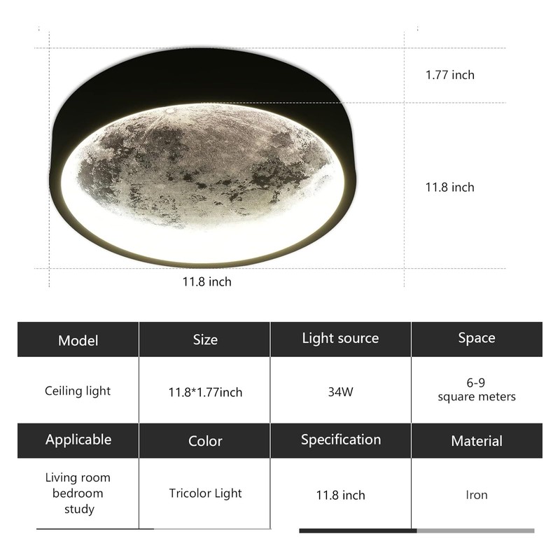 AHAWILL Flush Mount Ceiling Light,Led Dimmable Ceiling Light Fixture with