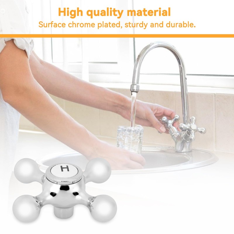 Tap Head Replacement,Cross Head Chrome Plated Tap Conversion Faucet Knob