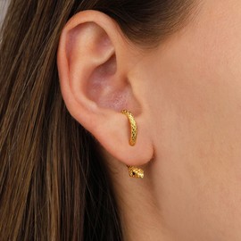 Retro Snake Earrings for Women Men Gothic Punk Snake Earring Silver Gold Snake Dangle Earrings Front Back Stud Serpent Earrings for Women Men (gold snake stud)