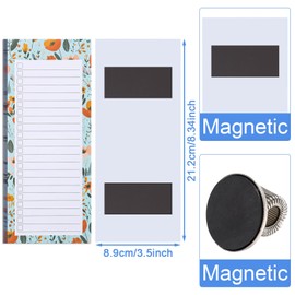 XINRUI 2 Pack Magnetic Grocery List for Fridge and 1 Magnetic Pen Clip, 100 Tear Off Sheets Magnetic Shopping List Pad to Do List Notepad for Shopping, Locker, Filing, Reminders, Recipes(Flower)