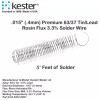 Kester 63/37 Tin/Lead Solder Wire Rosin Flux Core 3% Kester 44 - .015” (.4mm) - 5 Feet