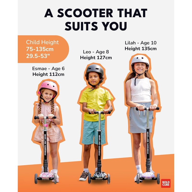 BOLDCUBE Big Fold | Three Wheel Scooter for Children Ages