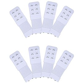 KTOBTEL 8 Pieces Women Bra Extenders 2 Hooks 3 Rows Elastic Bra Band Hook Strap Extensions Bra Accessories (White)