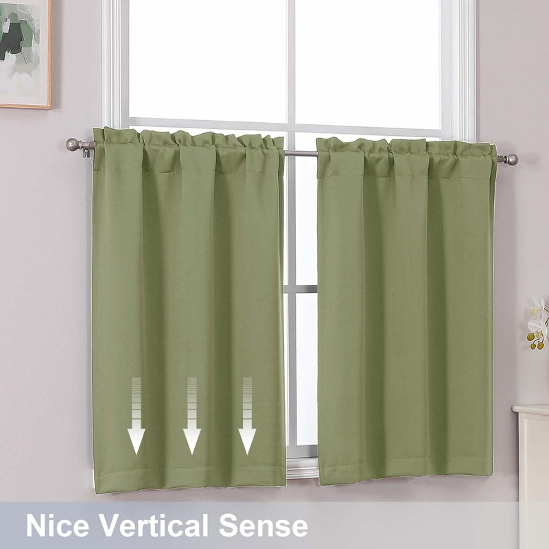 Chyhomenyc Sage Green Short Blackout Curtains 36 Inch Length, Small
