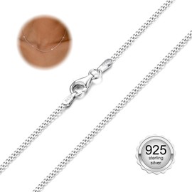 CASSIECA Women's 925 Silver Chain, 925 Silver Chain, Without Pendant, Curb Chain, 1.5 mm Necklace, Silver Chains for Women, Girls, 41-61 cm, Sterling silver