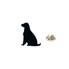 Black Dog Lapel Pin Badge. Hand Made Acrylic Gift For Dog Owner (Black dog w/metal & rubber)