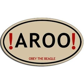 JR Studio 3x5 inch Oval AROO Obey The Beagle Sticker - Decal Dog Breed pup Fun Funny Vinyl Decal Sticker Car Waterproof Car Decal Bumper Sticker