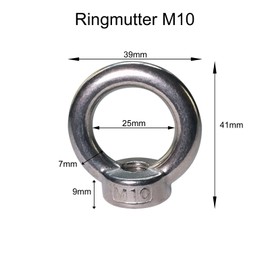 Ponezg anello M10, 6 pezzi anelli M10 in acciaio inossidabile anelli Eyenmutter Eyenmuttern Hardware anelli per sollevamento
