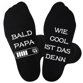 Jeasona Funny Socks Men's 43-46 Cotton Black Calf Length Socks, Black-Expecting Dad