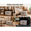 Foldable Storage Box with Lid - Durable Beige Checkered Organizer
