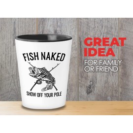 Bubble Hugs Fishing Shot Glass 1.5oz - Fish Naked Show Off - Fisherman River Aquarium Goldfish Catch Hunting Lake Catfish Arowana Father Dad