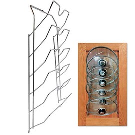Evelots Pot Lid Storage-Cabinet Door/Wall-Organizer-6 Pot/Pan Covers-Chrome