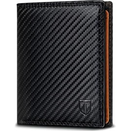 WONSEFOO Men's RFID Blocking Leather Wallet with 11 Card Case, 1 ID Window & Photo Window, brown, Minimalist