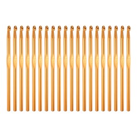 sourcing map 20Pcs Aluminum Crochet Hook 6.0mm US Size J (Size 10) Knitting Needles for DIY Craft Yarn Gold Tone