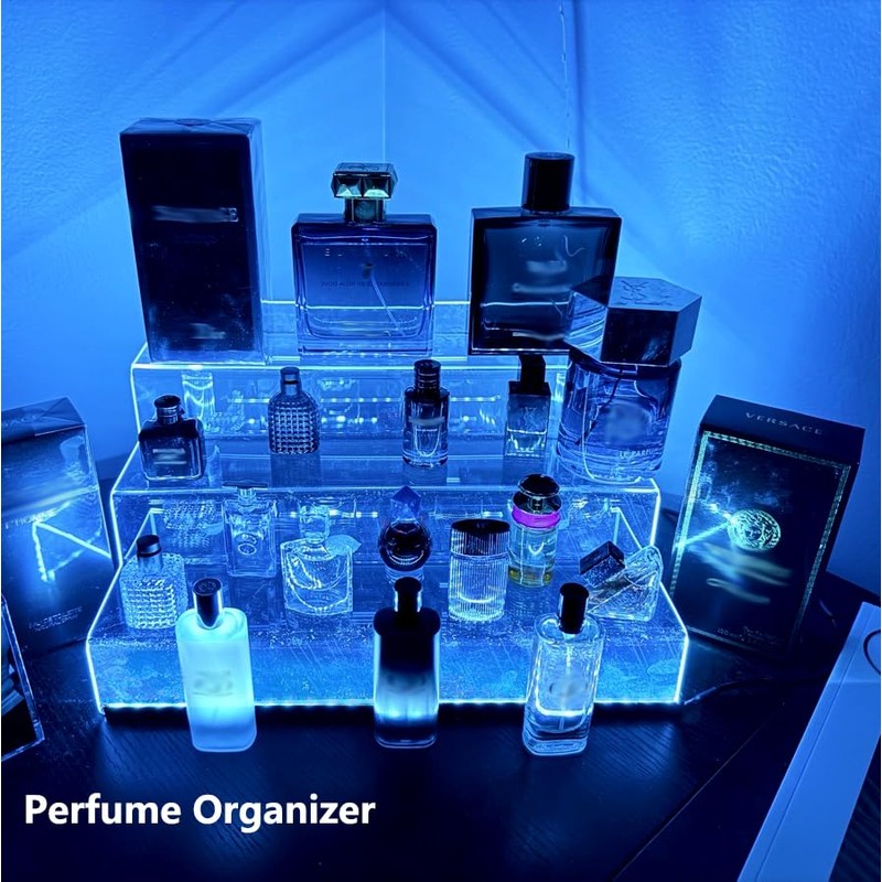 YMVV 15.7 IN Clear Acrylic Display Riser Shelf with LED