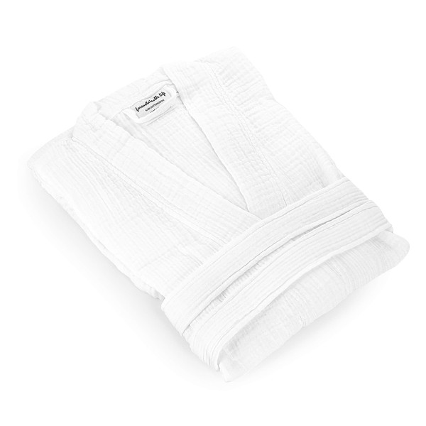 FOR SUSTAINABLE LIFE Muslin Unisex Bathrobe,Turkish 100% Cotton,Soft, Absorbent, Natural