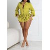 Famnbro Womens Summer Rompers Long Sleeve V Neck Drawstring Bubble