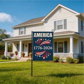250th Anniversary America 4th of July Garden Flag 1776-2026 Patriotic Fireworks 250 Anniversary US Flag Double Sided Outdoor Yard Flag Independence Day Decorations for Lawn Porch 12x18 Inch