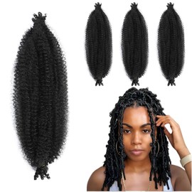 4 Packs 12 Inch Soft Twist Hair for Afro Marley Locs, Soft Spring Afro Kinkyhair for Braiding,Marley Twist Hair,Synthetic Hair Extensions for Women (Black, 1B)