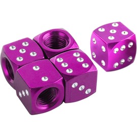 Car Tire Valve Stem Caps, Universal Dice Valve Stem Caps for Cars, SUVs, Bike, Trucks and Motorcycles, Tire Caps 5 Pack (Purple)