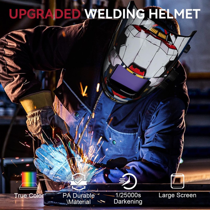 ARCCAPTAIN Auto Darkening Welding Helmet, 3.94"X3.66" Large Viewing Screen True