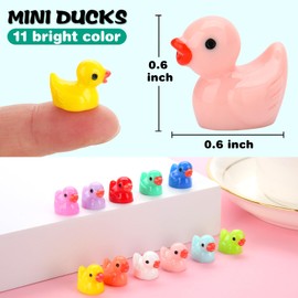 GWAHSA 240pcs Mini Ducks, Tiny Resin Duck Figurines Colorful Plastic Small Ducks Bulk for Miniature Landscape Aquarium Potted Fairy Garden Home Dollhouse Decor Accessories Party Favors Toys Gifts