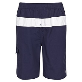 Olibia Mar: Boys Navy or Turquoise White Side Stripe Swim Shorts, blue, 140