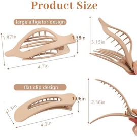 Flat Hair Clips, 6Pcs 2 Styles Neutral Color Flat Claw Clips,French Concord Flat Hair Clips,Large Claw Lay Down Clips,Flat Claw Clips Hair Clips,Strong Hold Duck Billed Clip for Thick Thin Hair (A)