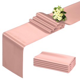 BDDC Rose Gold Table Runner 12x108 Inch - 4 Pack Satin Table Runners, Smooth Table Runner for Party Wedding Banquets Birthday
