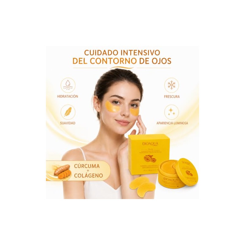 BIOAQUA Parches para Ojos de Cúrcuma y Colágeno, Hidratantes, 80