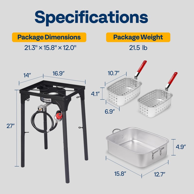 VIVOHOME Double Deep Fryer with 2 Baskets and 54,000 BTU