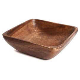 Premier Housewares Small Dark Brown Wooden Fruit Bowl Salad Bowl Serving Bowl Large Bowl Bamboo Fruit Bowl Salad Bowl & Servers 5 cm x 15 cm x 15 cm