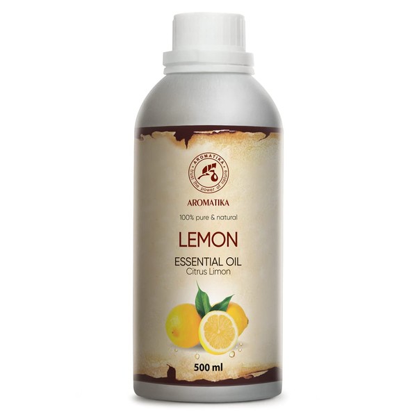 Lemon Oil 500 ml - Citrus Limon - 100% Natural Pure Essential Lemon Oil - Lemon for Natural Cosmetics and Aromatherapy - Oil for Aroma Diffusers - Lemon Oil for Scented Candles and Soaps