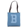 Monogram Light Blue Varsity College Initial B Tote Bag