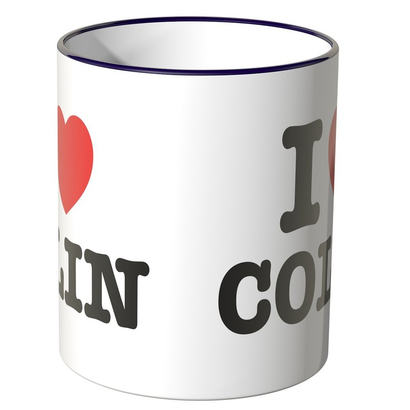 WANDKINGS® Tasse, Spruch: I Love Colin - LILA