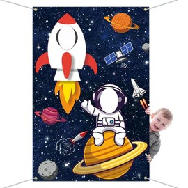 Space Birthday Photo Prop Banner - A Fun and Entertaining Game for Young People's Birthday Parties, with Space Decoration and Scavenger Hunt Game Elements
