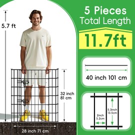 ARIFARO Decorative Garden Fence 4 Panels+1Gate 32in(H) x28in(W) No dig Animal Barrier Fencing,Pet Fence Rustproof Metal Wire Fencing Panel Border for Dog,Rabbits, and Patio(with gate)