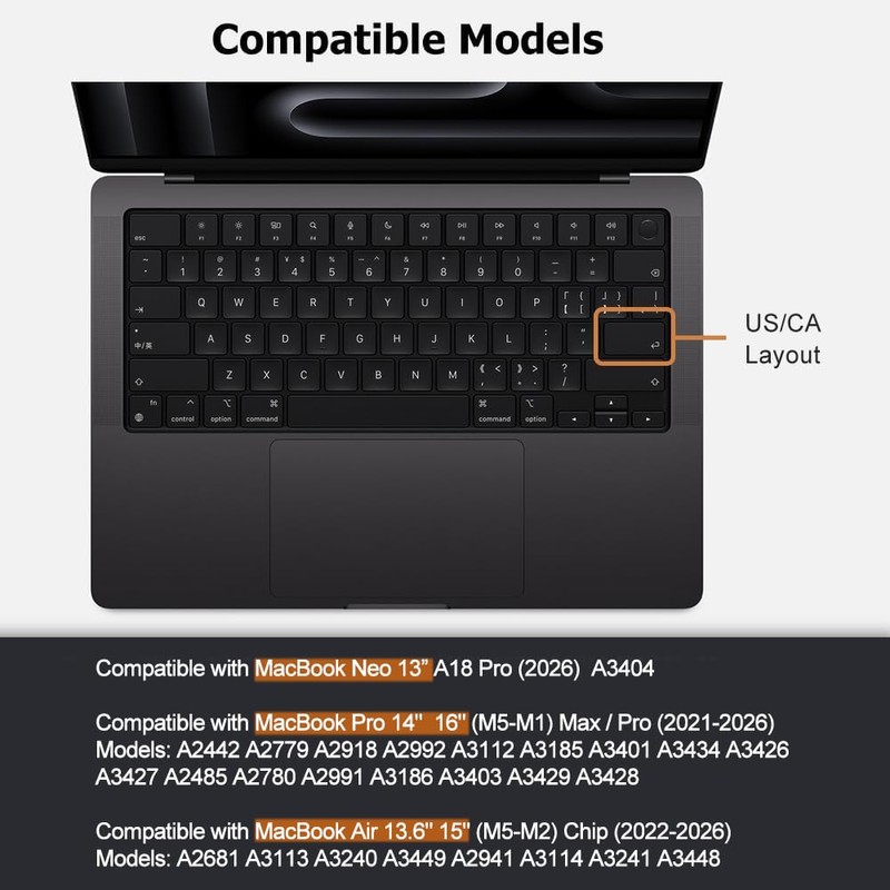 MasiBloom Silicone Keyboard Cover Skin for 2026-2021 MacBook Pro 14"
