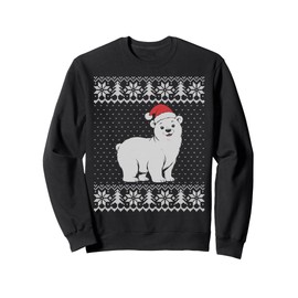 Polar bear Christmas sweater, cute white bear santa hat Sweatshirt