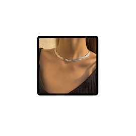 Danshinbow Snake Bone Necklace Choker Chain and Bracelets Thick Necklaces Hand Chains Punk Adjustable Jewellery for Women and Girls, Metal, No Gemstone