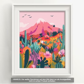 Bougimal Paint by Numbers Adult Landscape without Frame Including Brush and Acrylic Paints - 28 x 35 cm, Colourful Desert 2