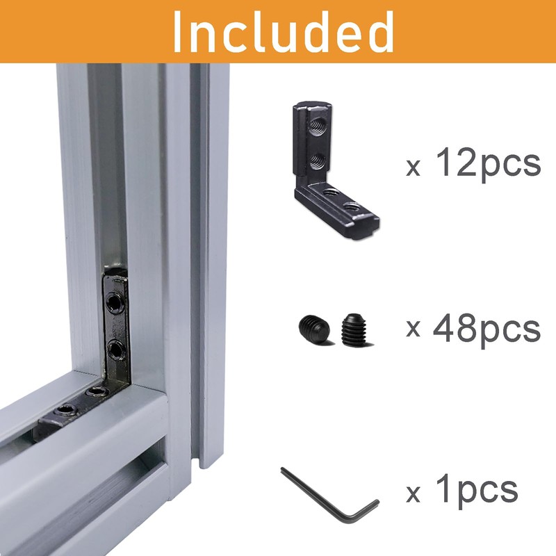 12 Sets Black 1010 Series Aluminum Extrusion L-Shape Inside Corner