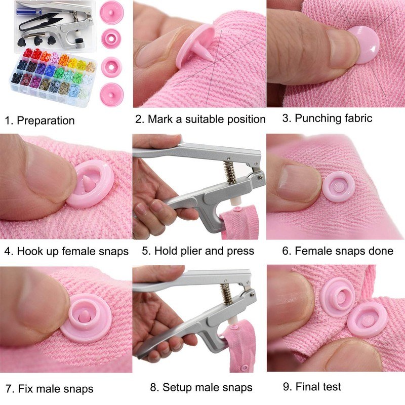 KAM Snaps Black 50 Set T5 Press Studs Handmade Buttons