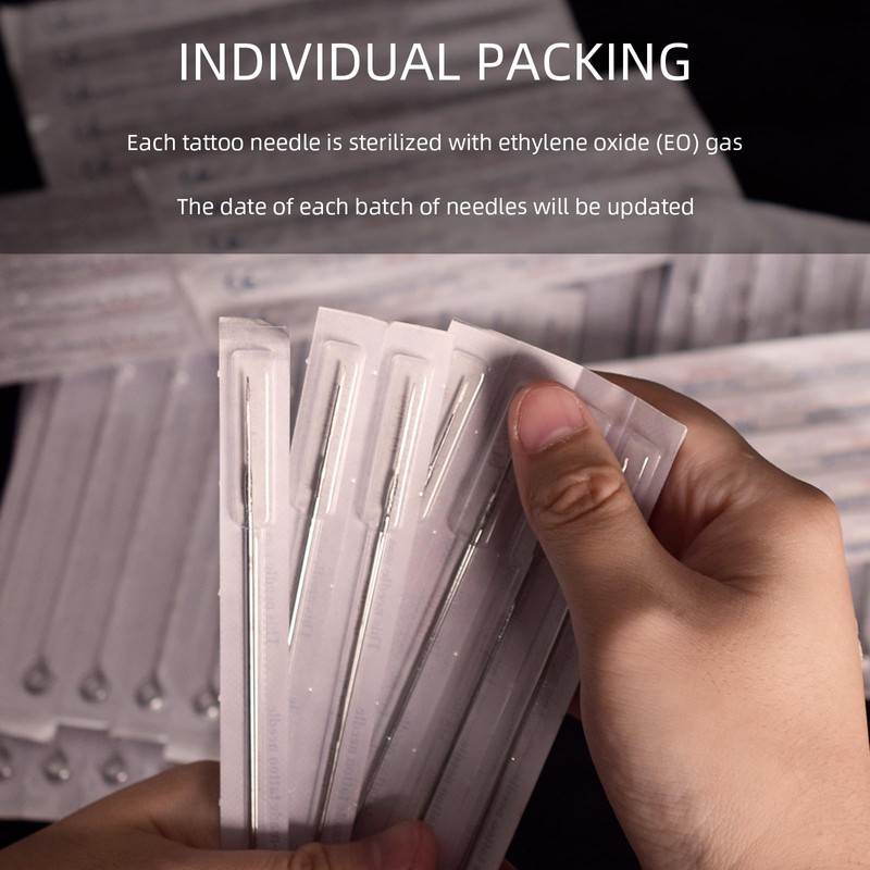 ATOMUS 100Pcs Disposable Tattoo Needles Mixed 3RL 5RL 7RL 9RL